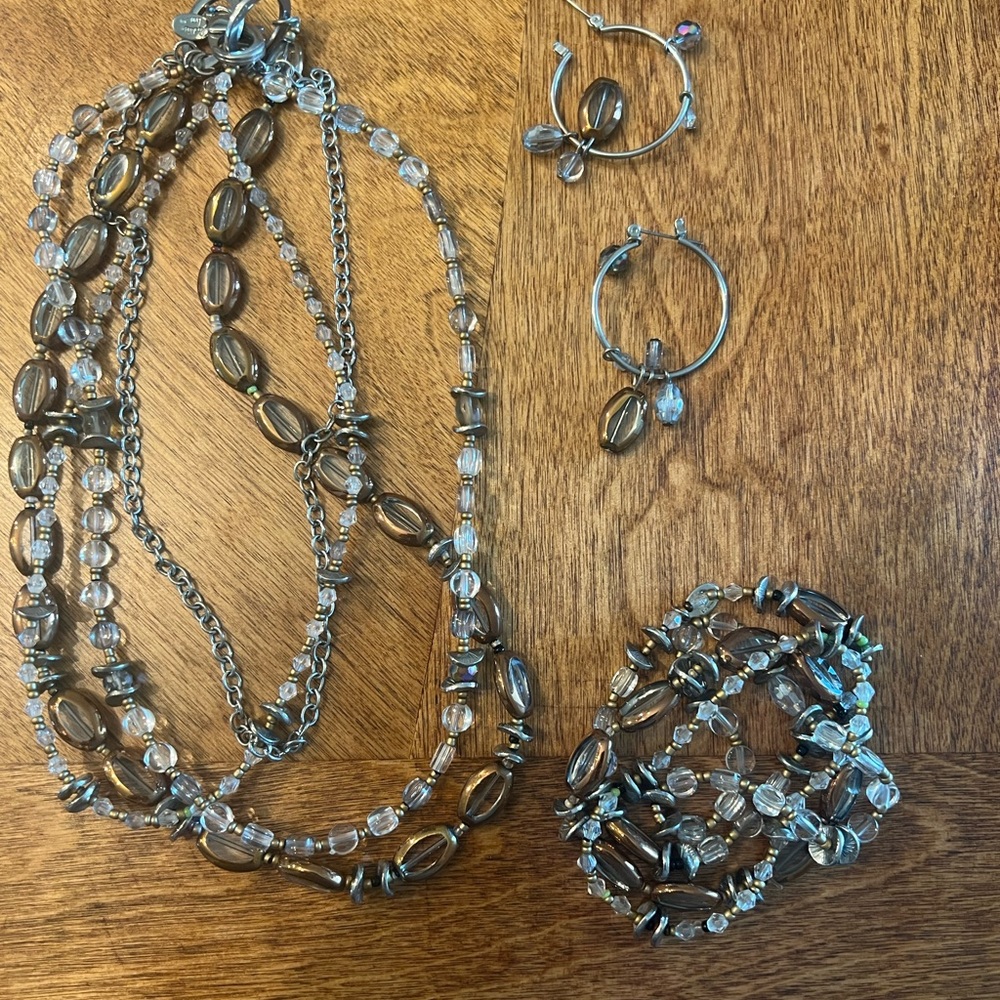 Bone, glass, and clear jewelry set
